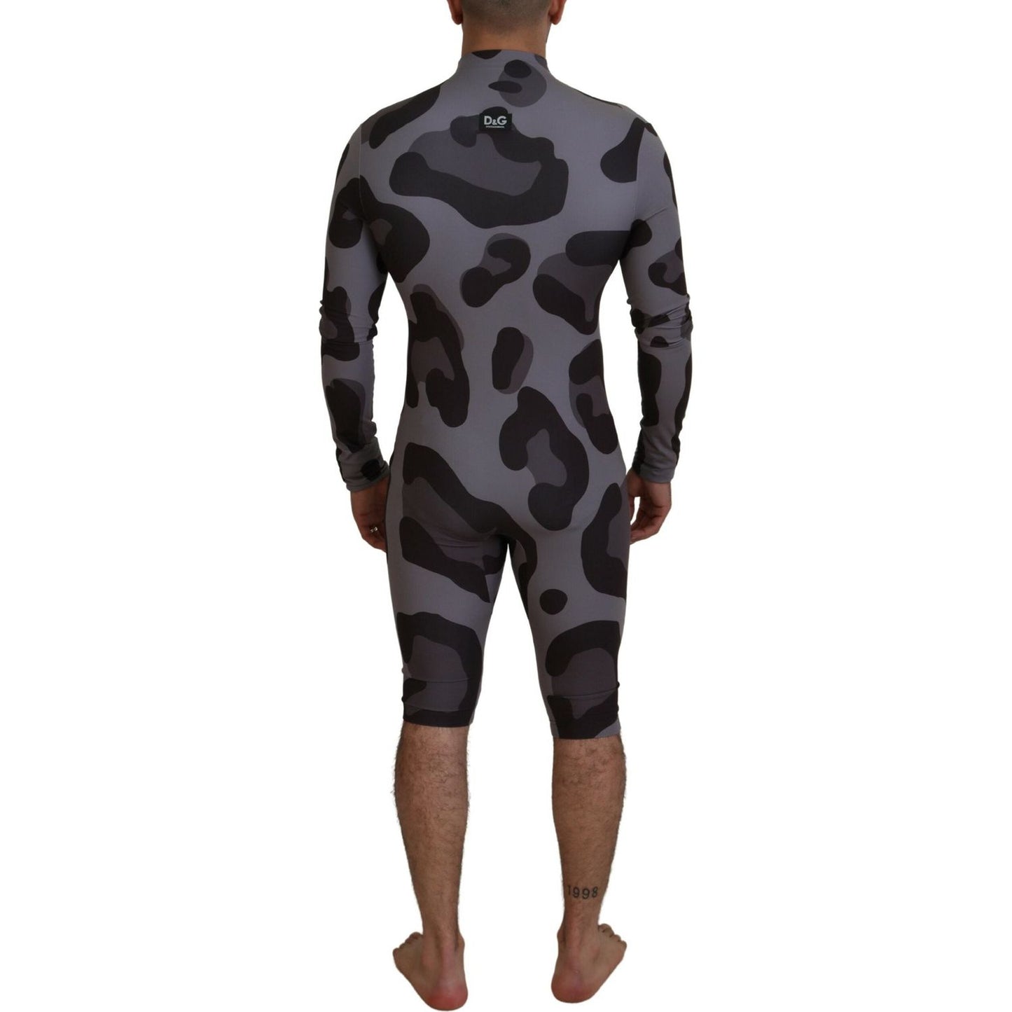 Dolce & Gabbana Gray Patterned Polyester Wetsuit Swimwear