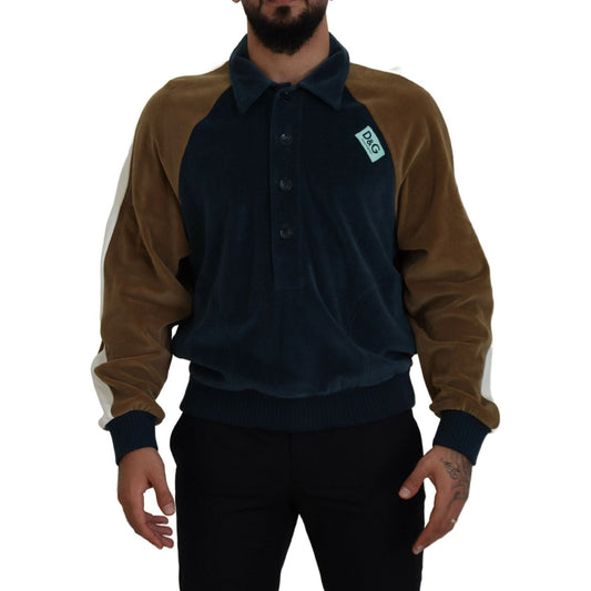 Dolce & Gabbana Multicolor Cotton Collared Pullover Sweater