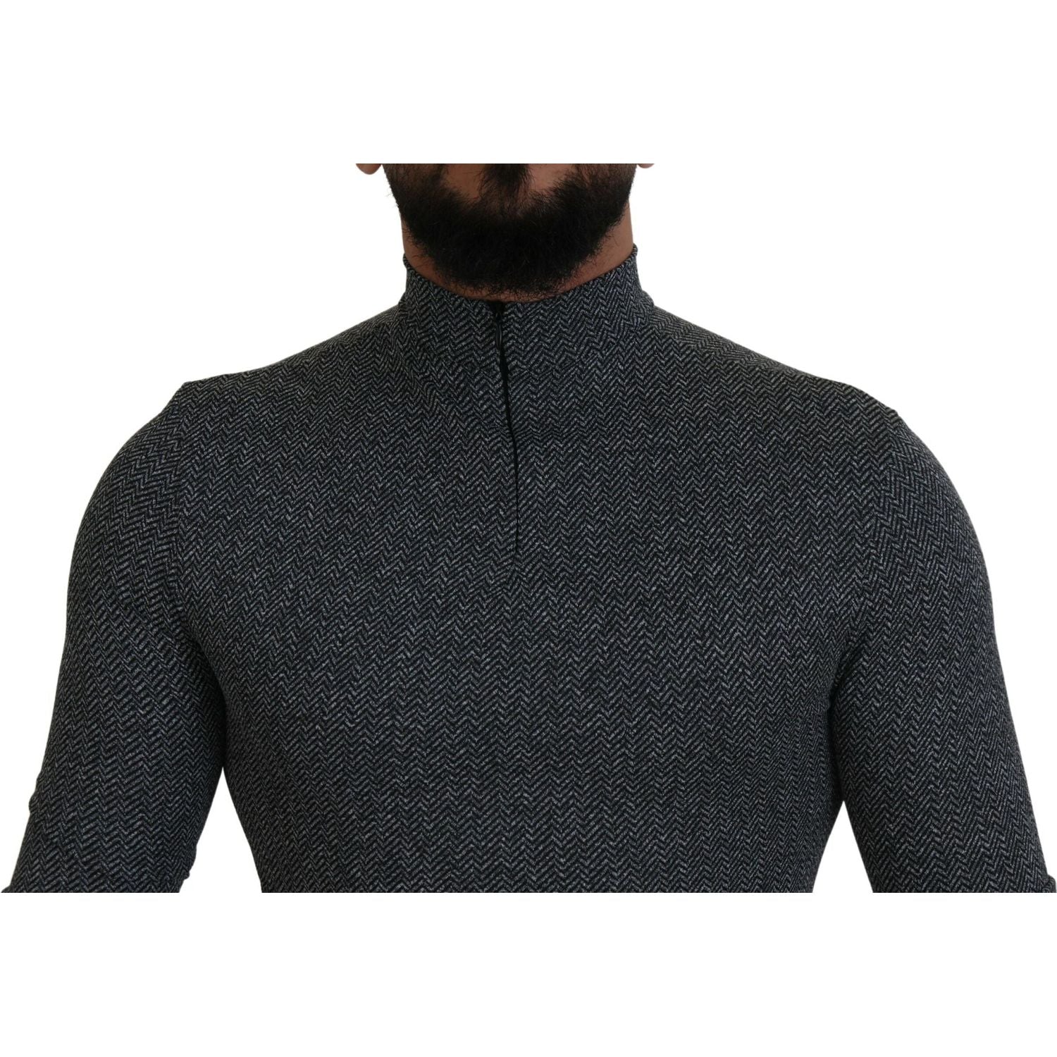 Dolce & Gabbana Dark Gray Nylon Turtleneck Pullover Sweater
