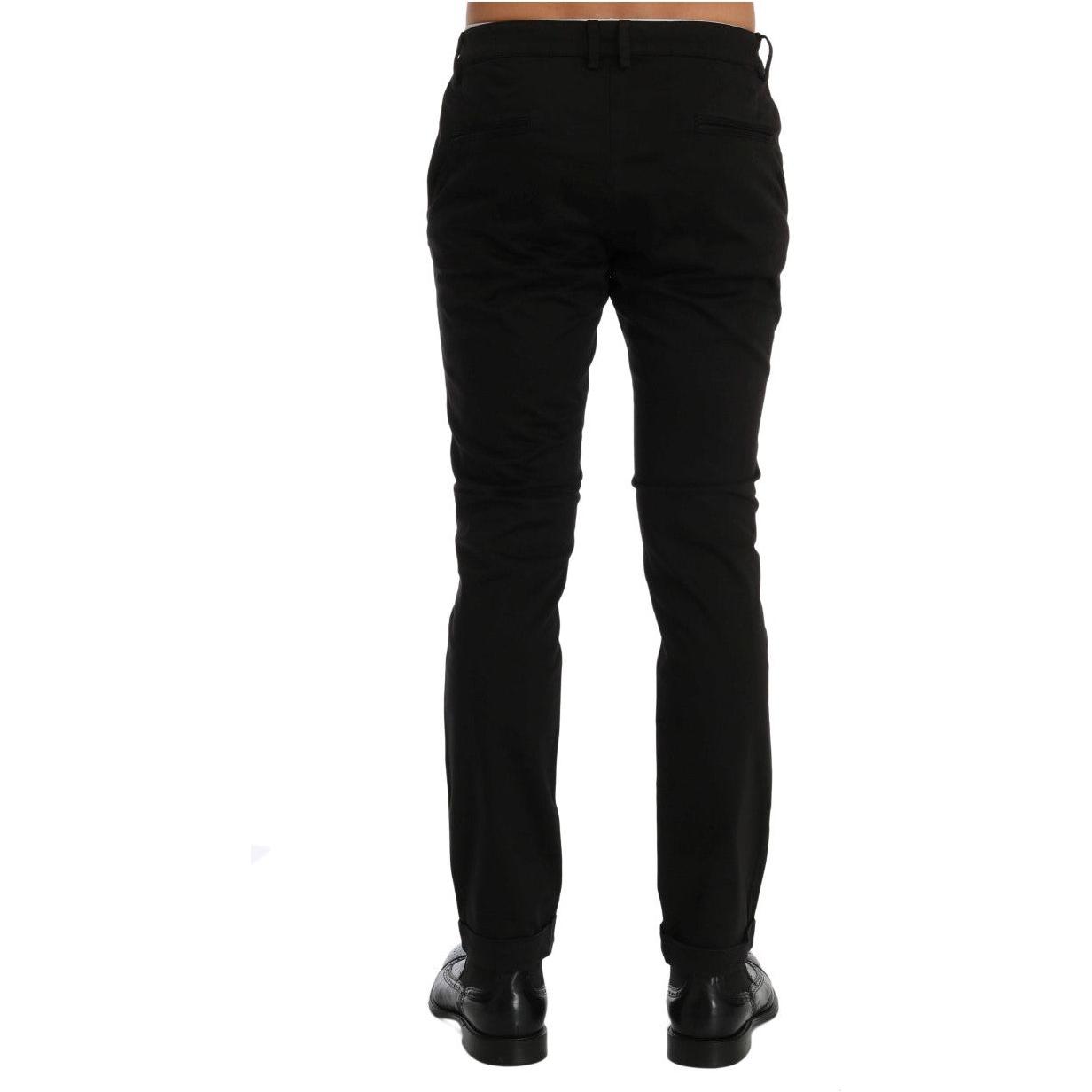 Costume National Black Slim Fit Cotton Stretch Pants