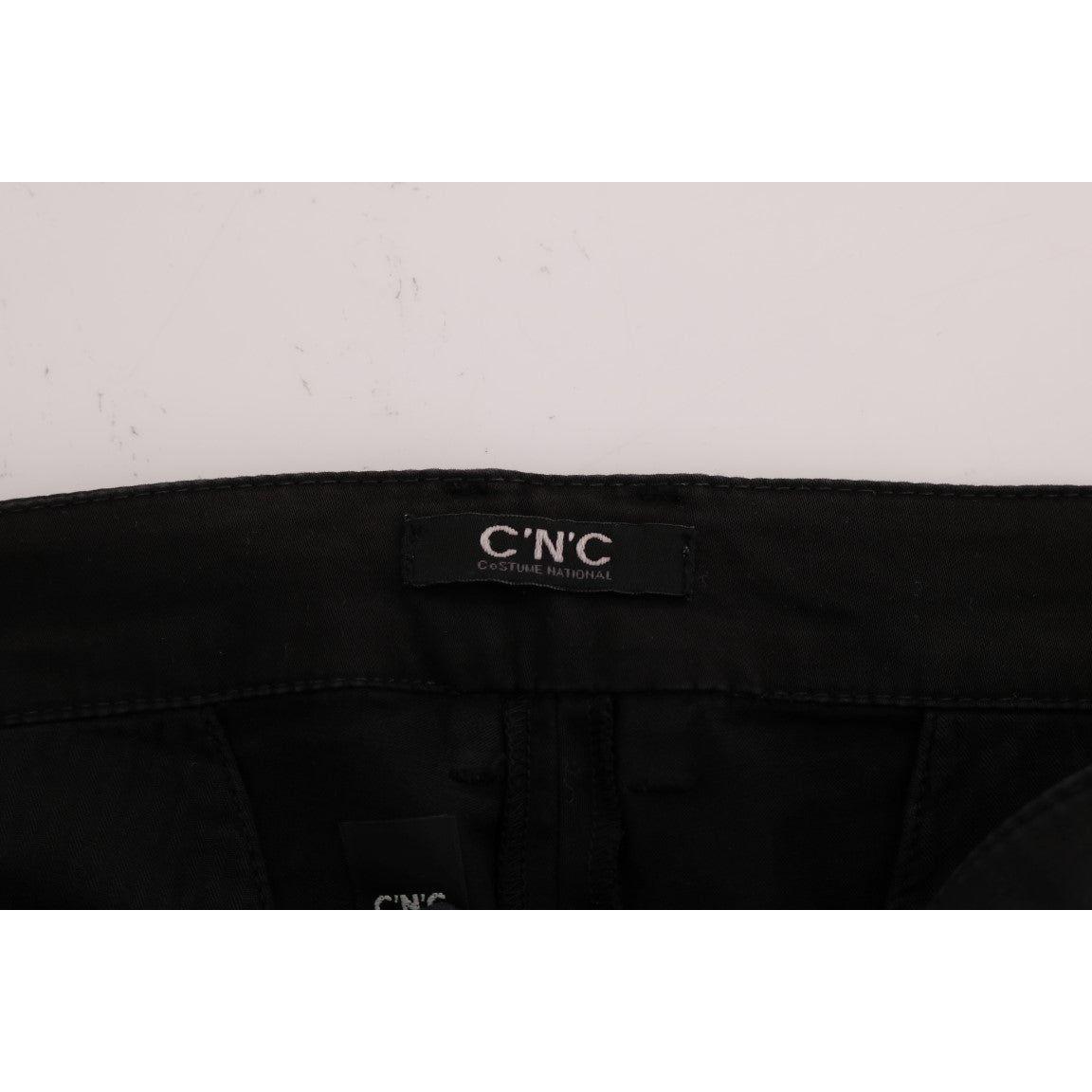 Costume National Black Slim Fit Cotton Stretch Pants