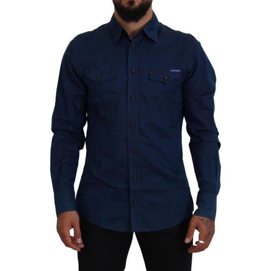 Dolce & Gabbana Elegant Blue Denim Casual Shirt Dolce & Gabbana