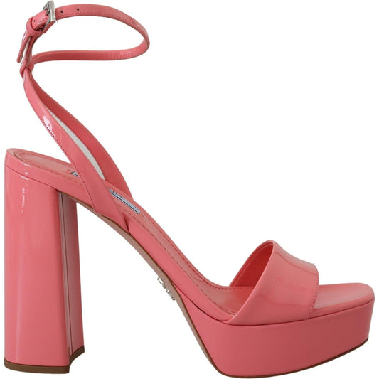 Chic Pink Patent Leather Platform Sandals