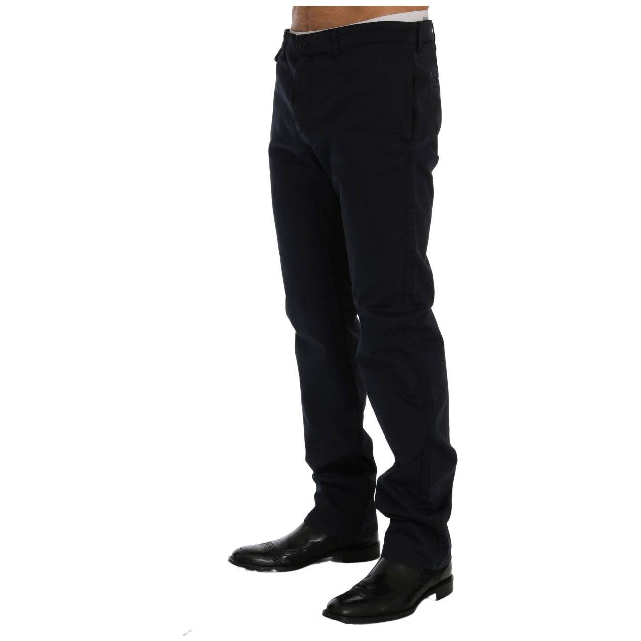 GF Ferre Blue Cotton Stretch Chinos Pants
