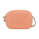 Michael Kors Jet Set Travel Medium Sherbert Leather Oval Camera Crossbody Bag Michael Kors Dark Salmon