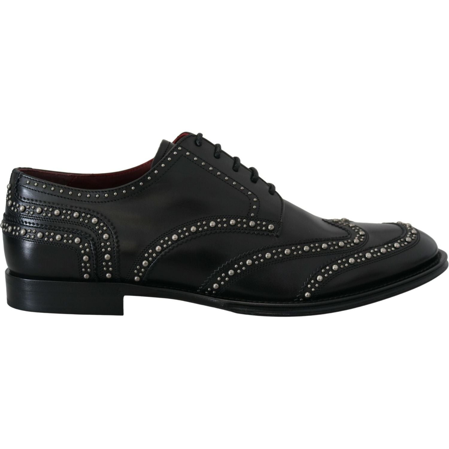 Dolce & Gabbana Black Leather Derby Dress Studded Shoes