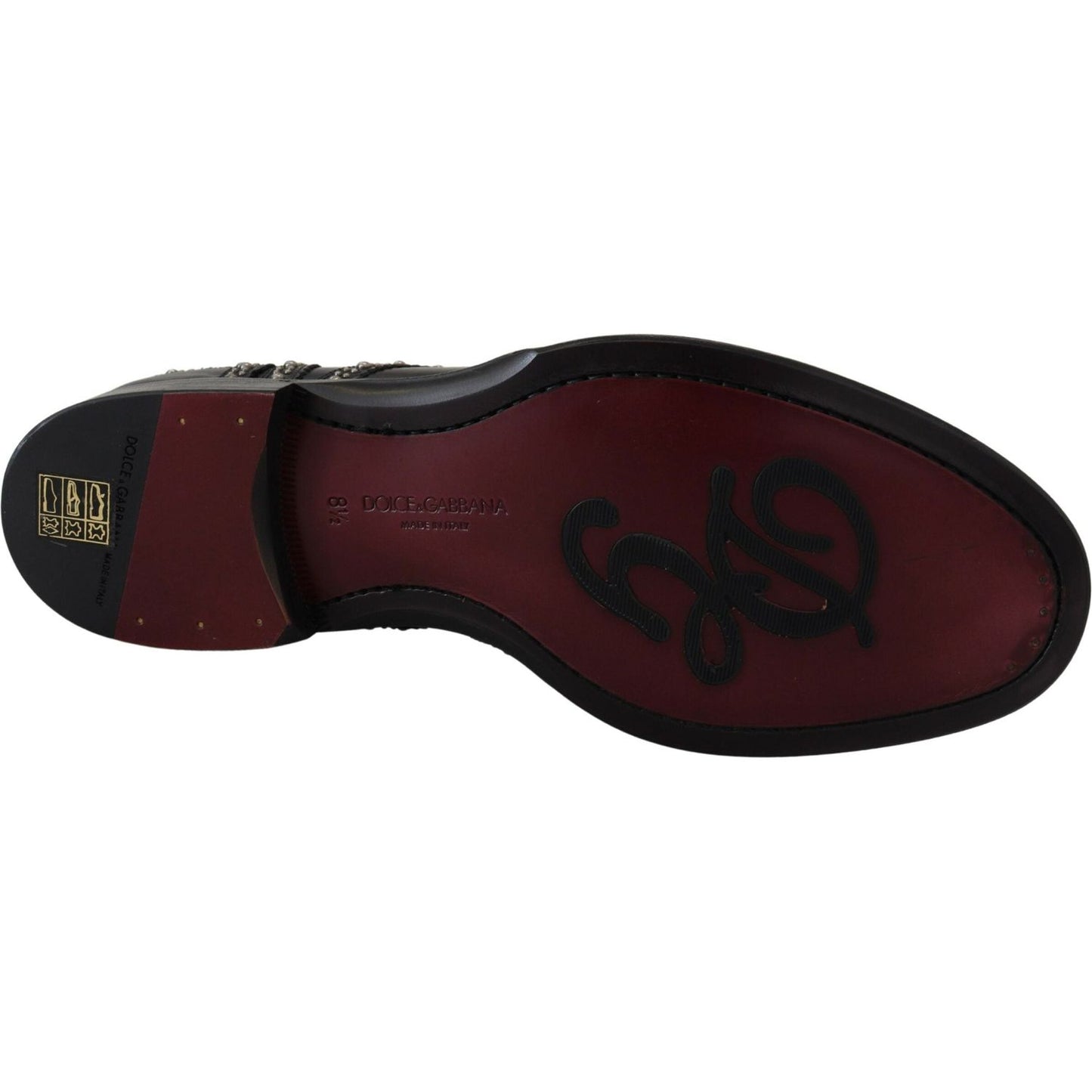 Dolce & Gabbana Black Leather Derby Dress Studded Shoes