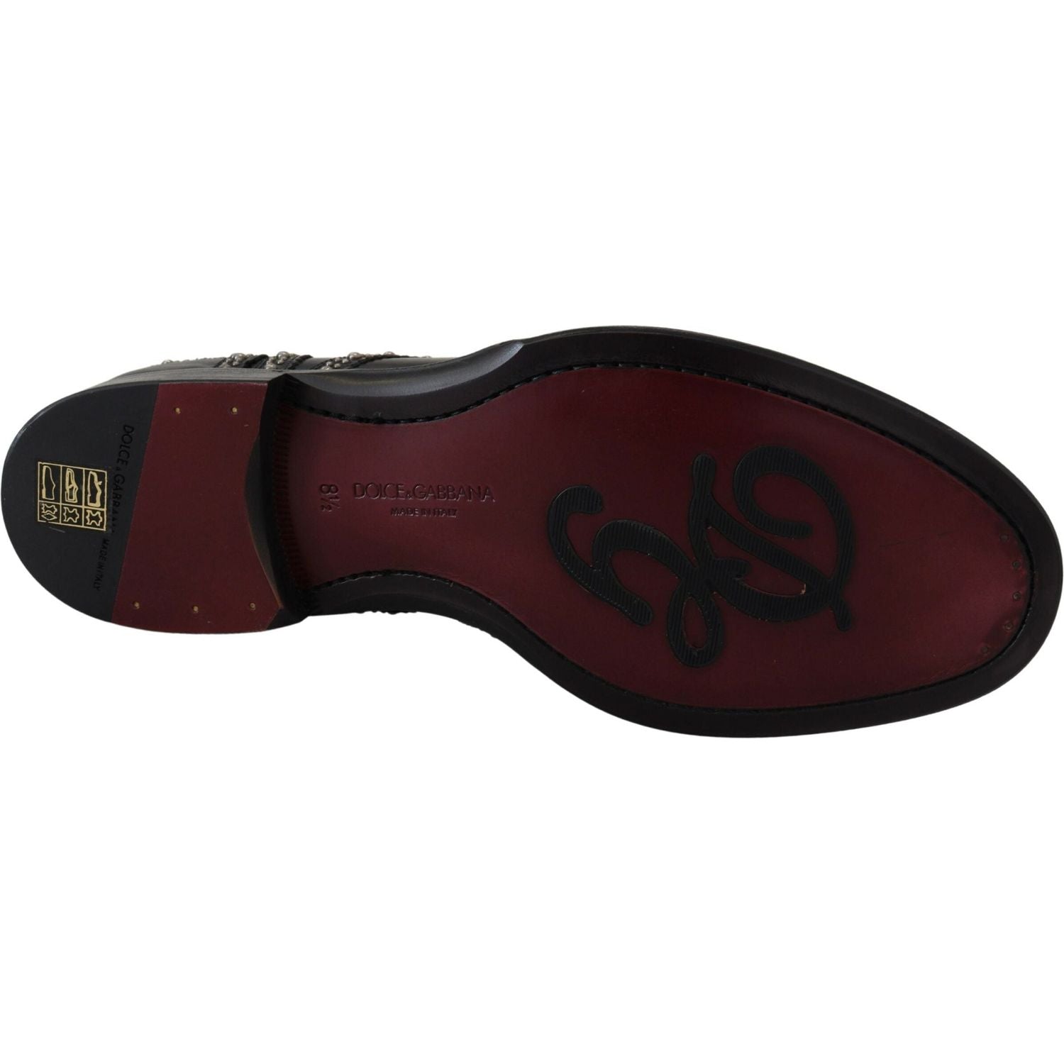 Dolce & Gabbana Black Leather Derby Dress Studded Shoes