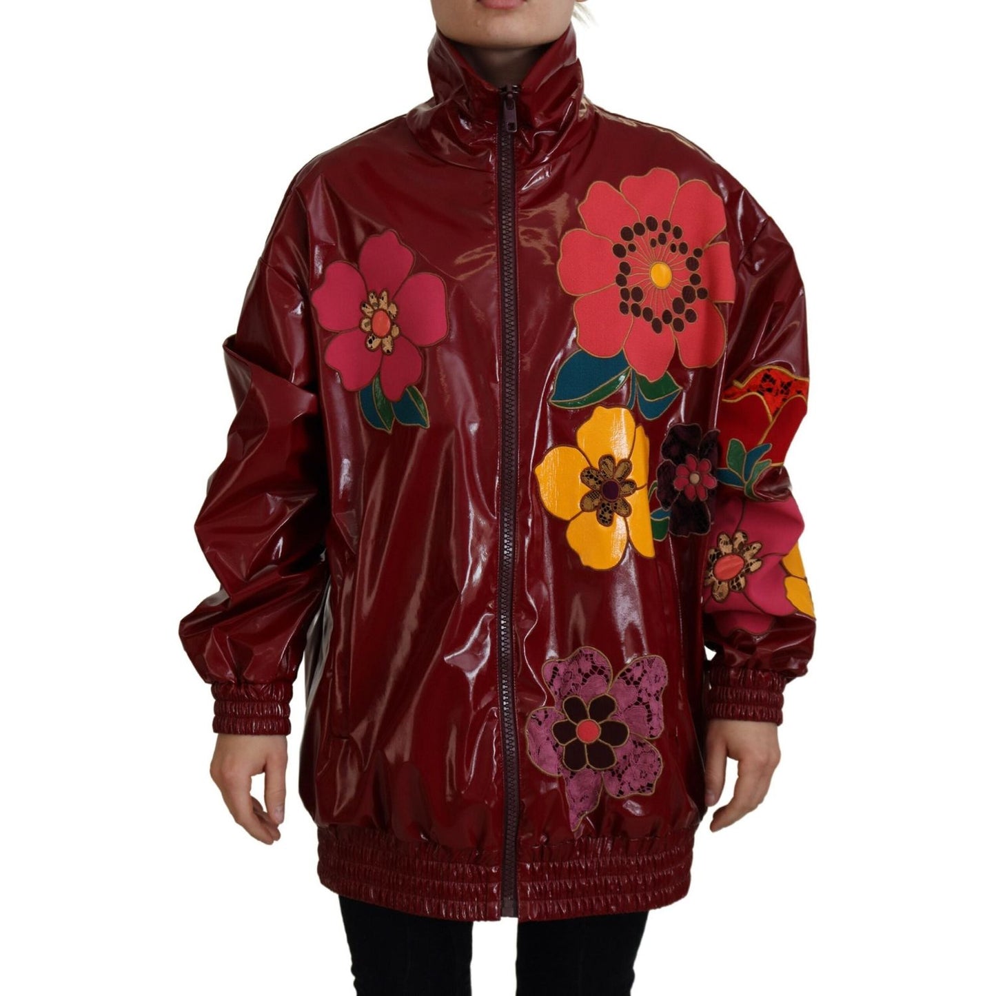 Dolce & Gabbana Maroon Floral Luxe Jacket Dolce & Gabbana