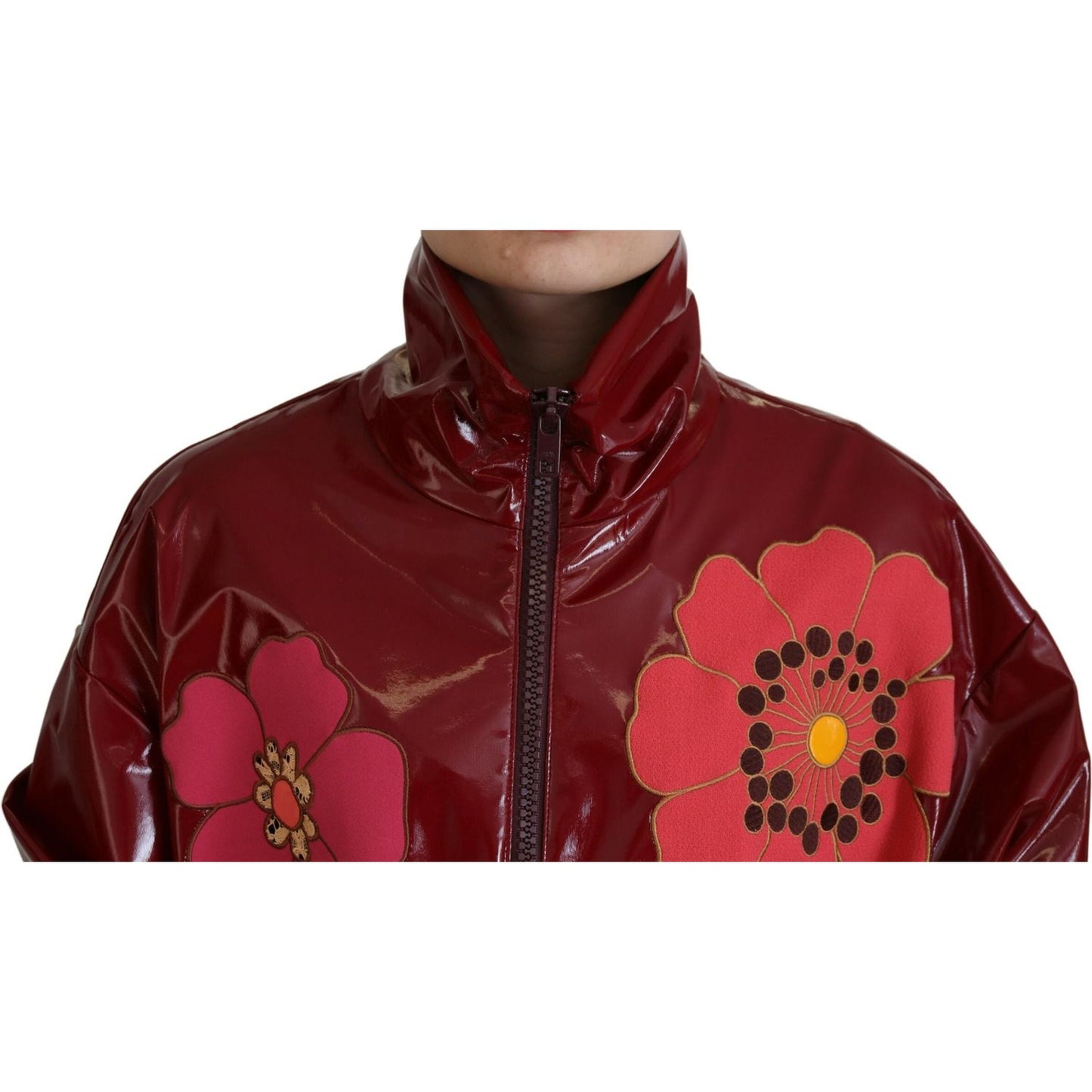 Dolce & Gabbana Maroon Floral Luxe Jacket Dolce & Gabbana