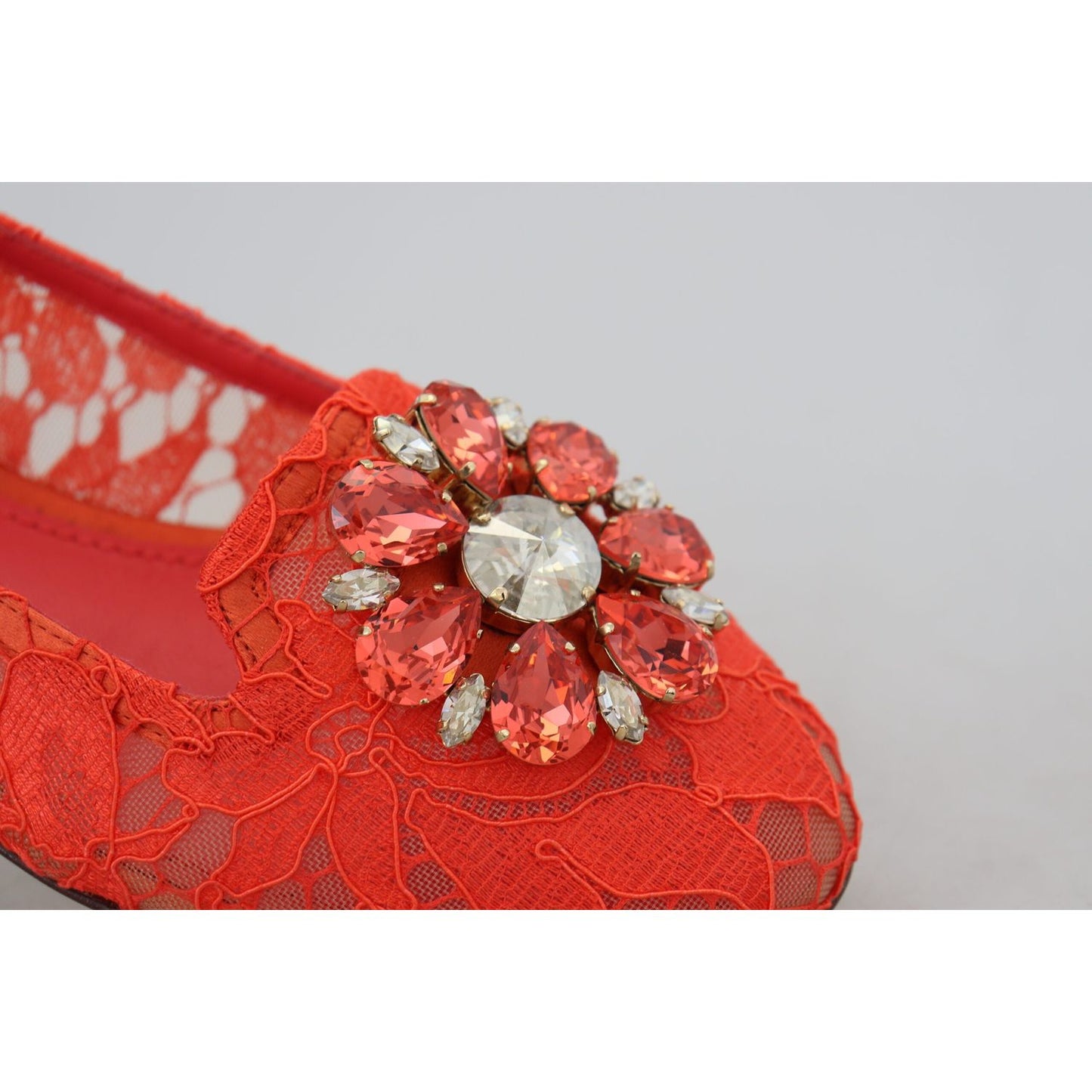 Dolce & Gabbana Elegant Lace Vally Flats in Coral Red Dolce & Gabbana