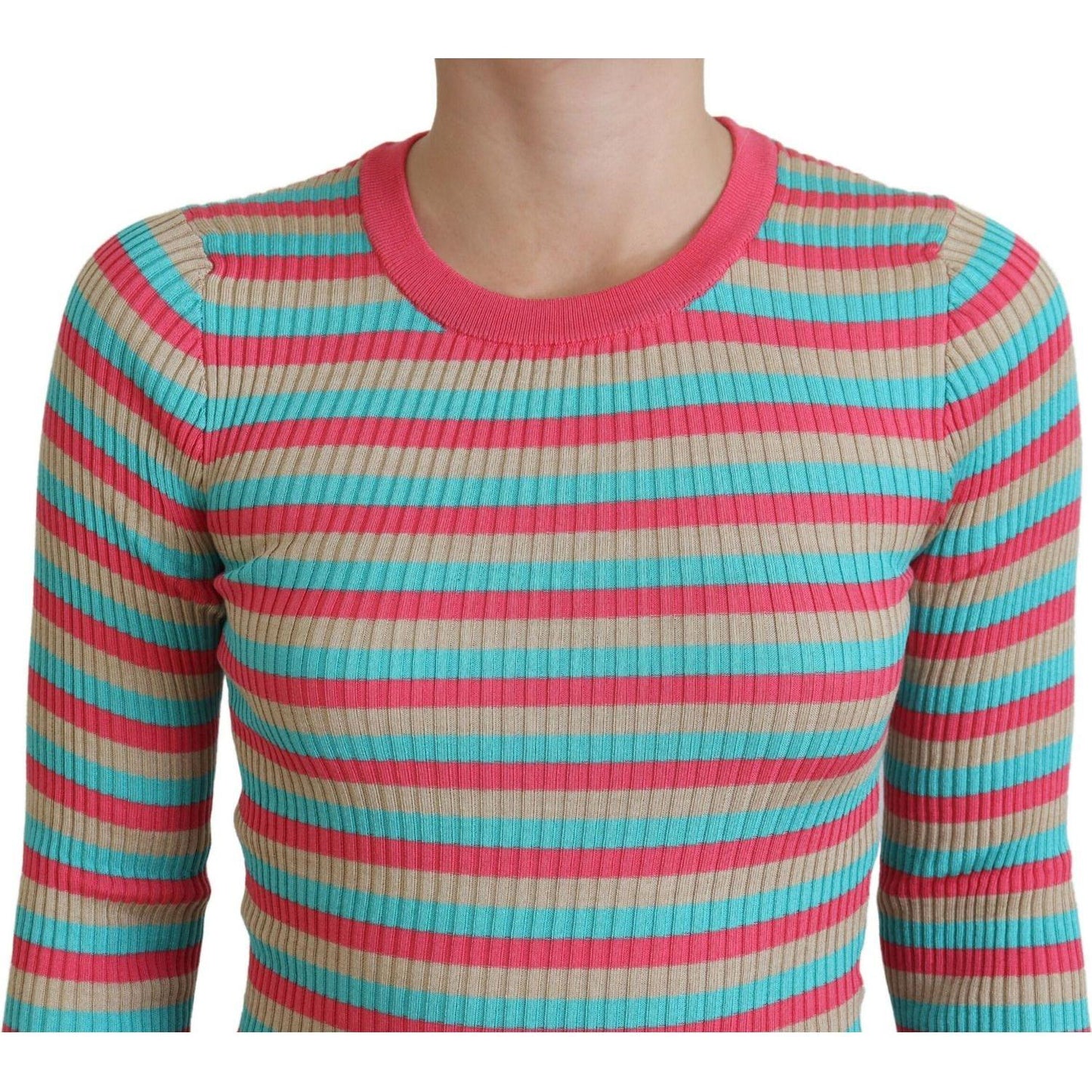 Dolce & Gabbana Elegant Striped Silk Crewneck Pullover Dolce & Gabbana