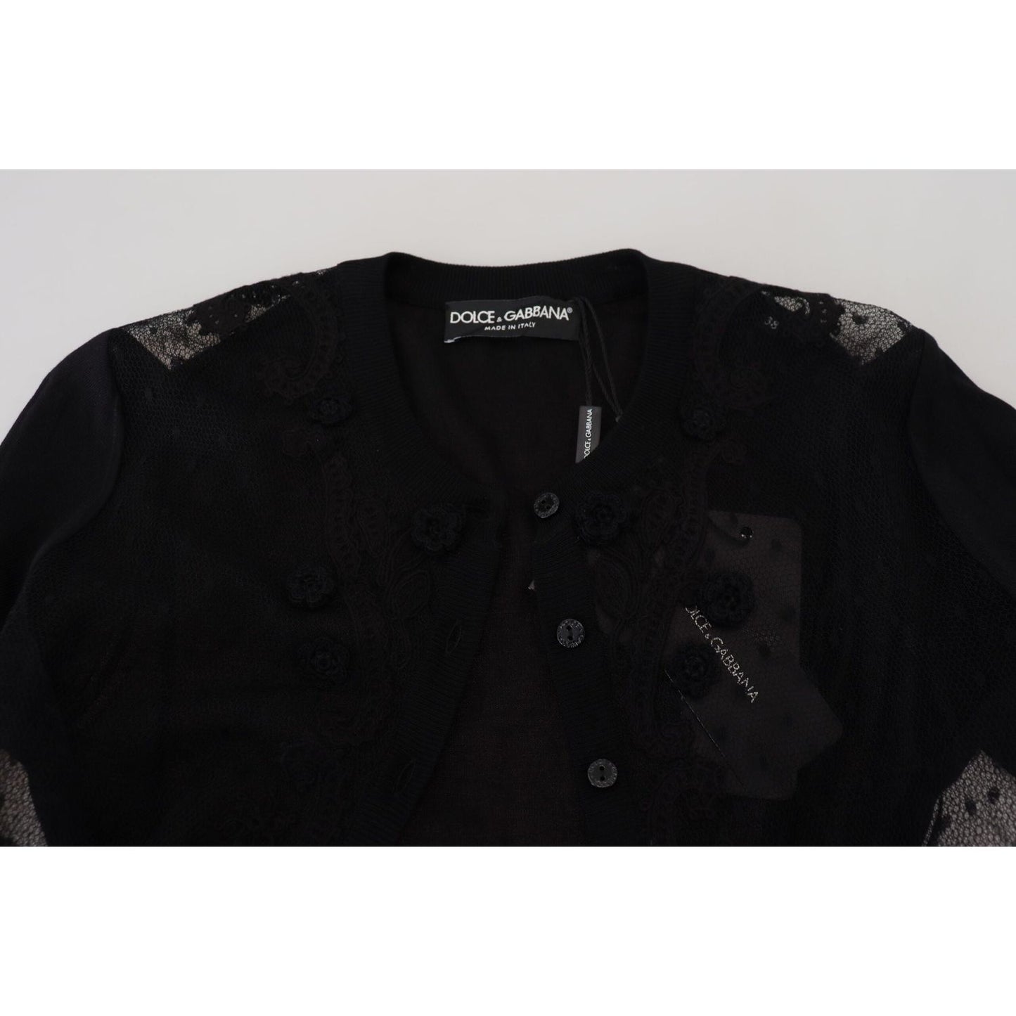 Dolce & Gabbana Elegant Black Floral Lace Cardigan Sweater Dolce & Gabbana