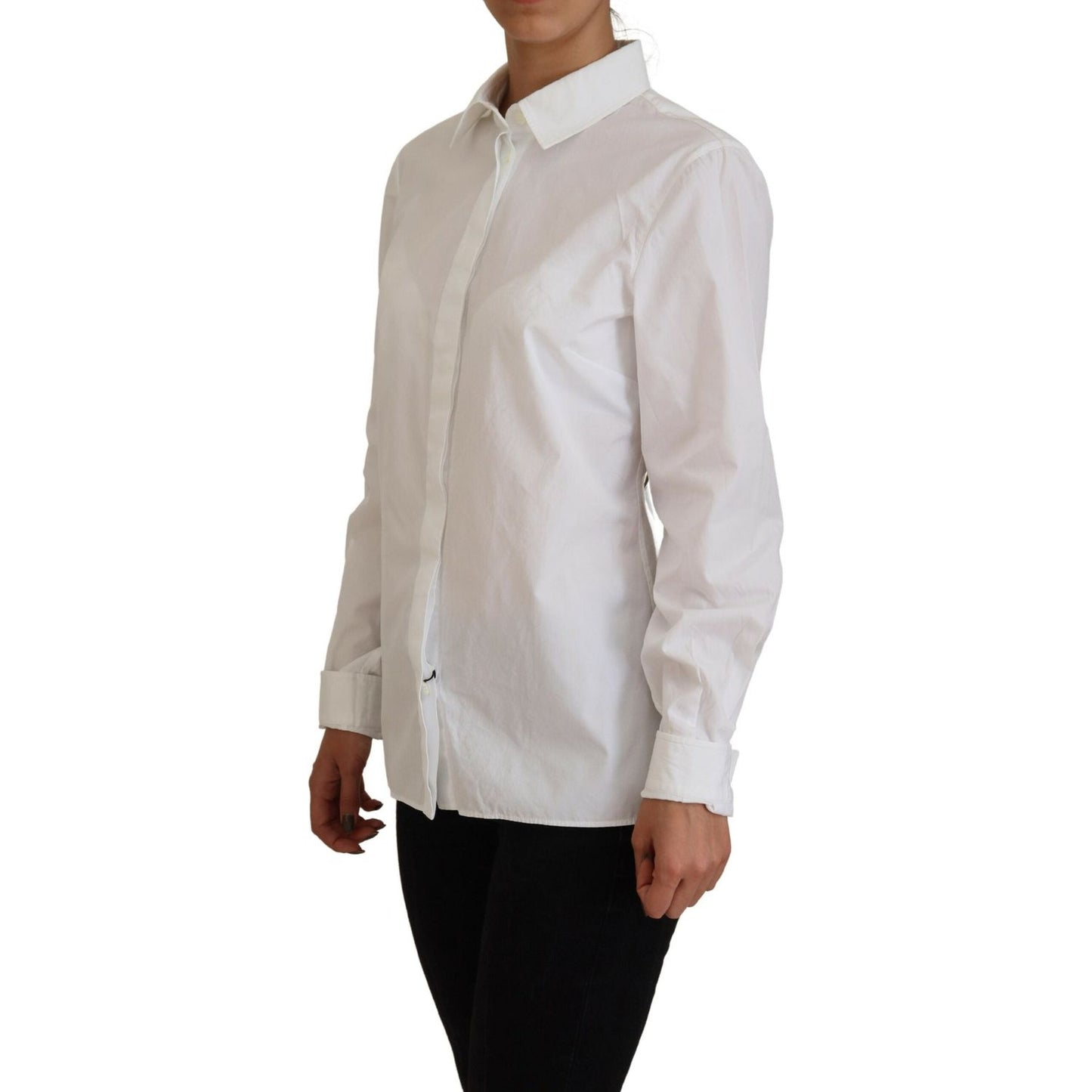 Dolce & Gabbana Elegant White Cotton Button-Up Top Dolce & Gabbana