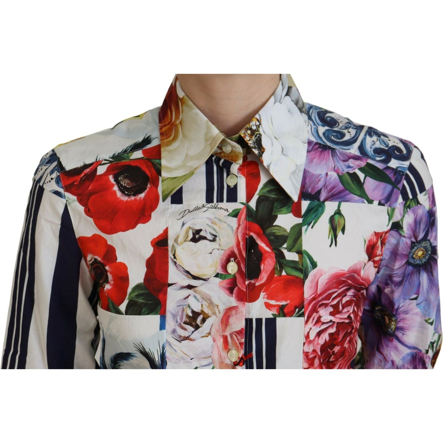 Dolce & Gabbana Elegant Floral Cotton Long Sleeve Top Dolce & Gabbana