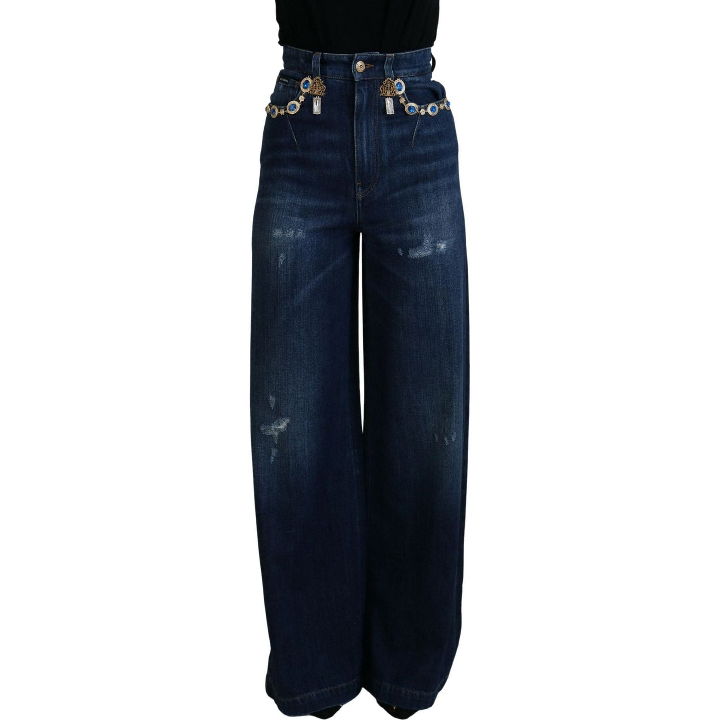 Dolce & Gabbana Embellished Straight Leg Designer Jeans Dolce & Gabbana