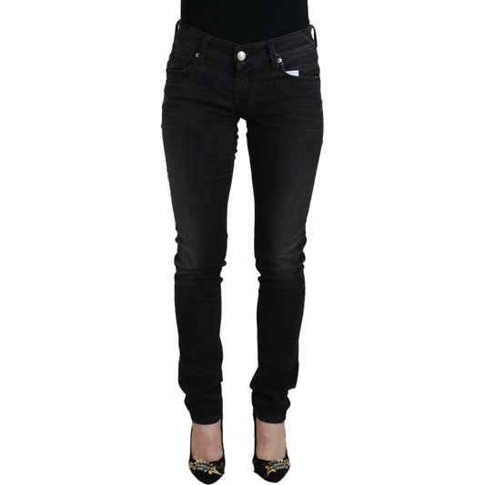 Acht Black Cotton Low Waist Slim Fit Women Casual Denim Jeans