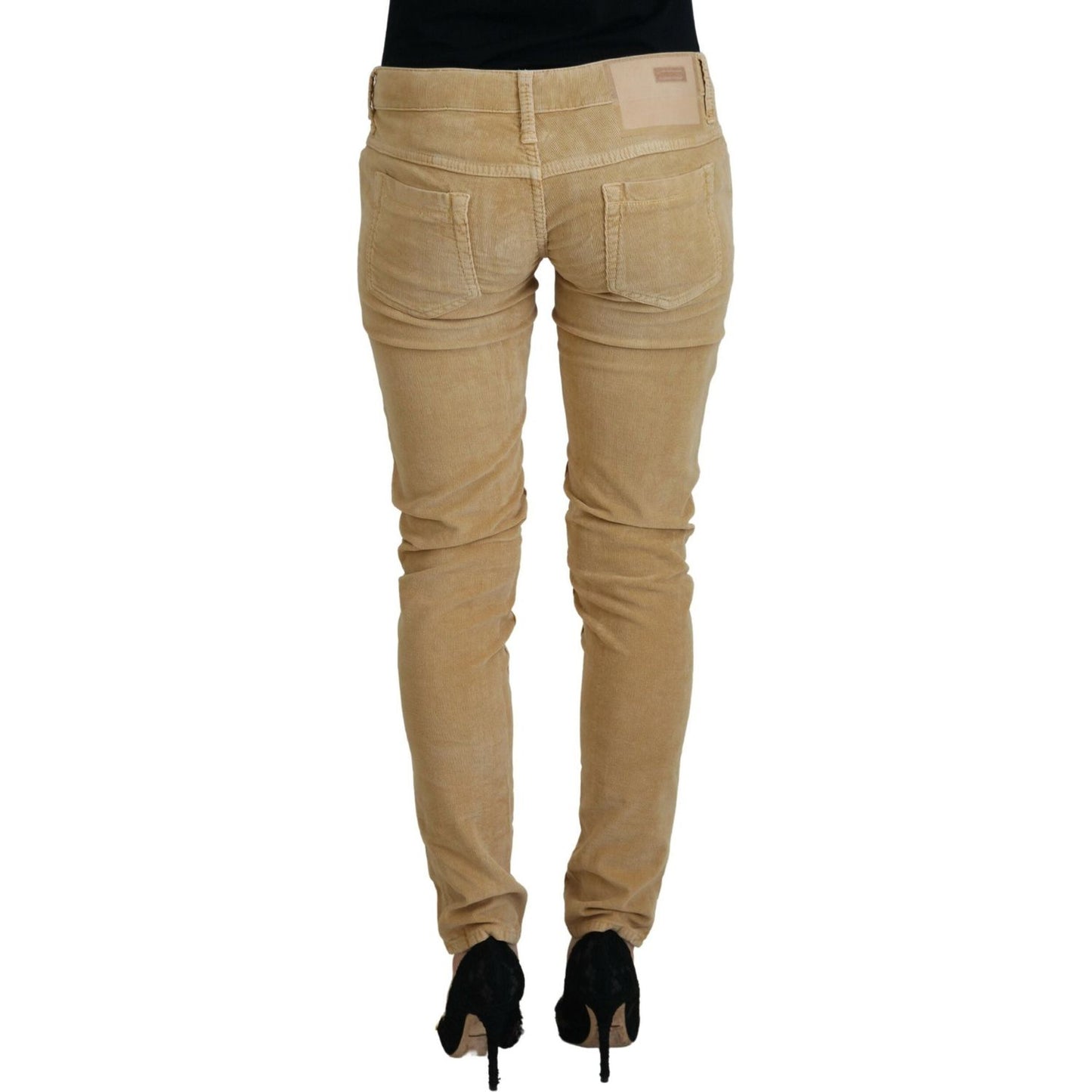 Acht Chic Brown Low Waist Skinny Corduroy Pants Acht