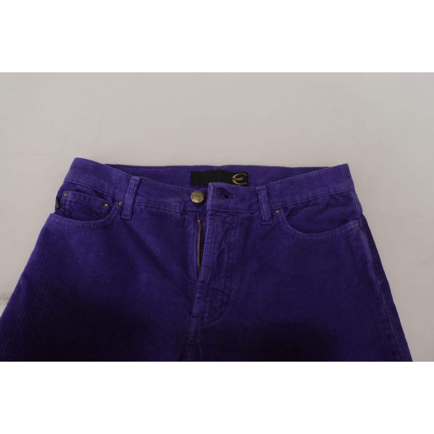 Just Cavalli Elegant Purple Corduroy Straight Fit Pants Just Cavalli