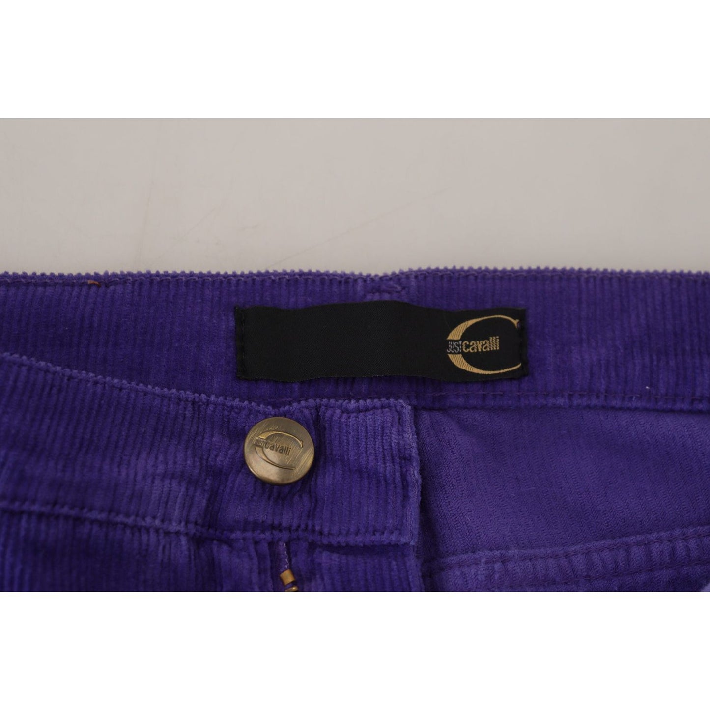 Just Cavalli Elegant Purple Corduroy Straight Fit Pants Just Cavalli