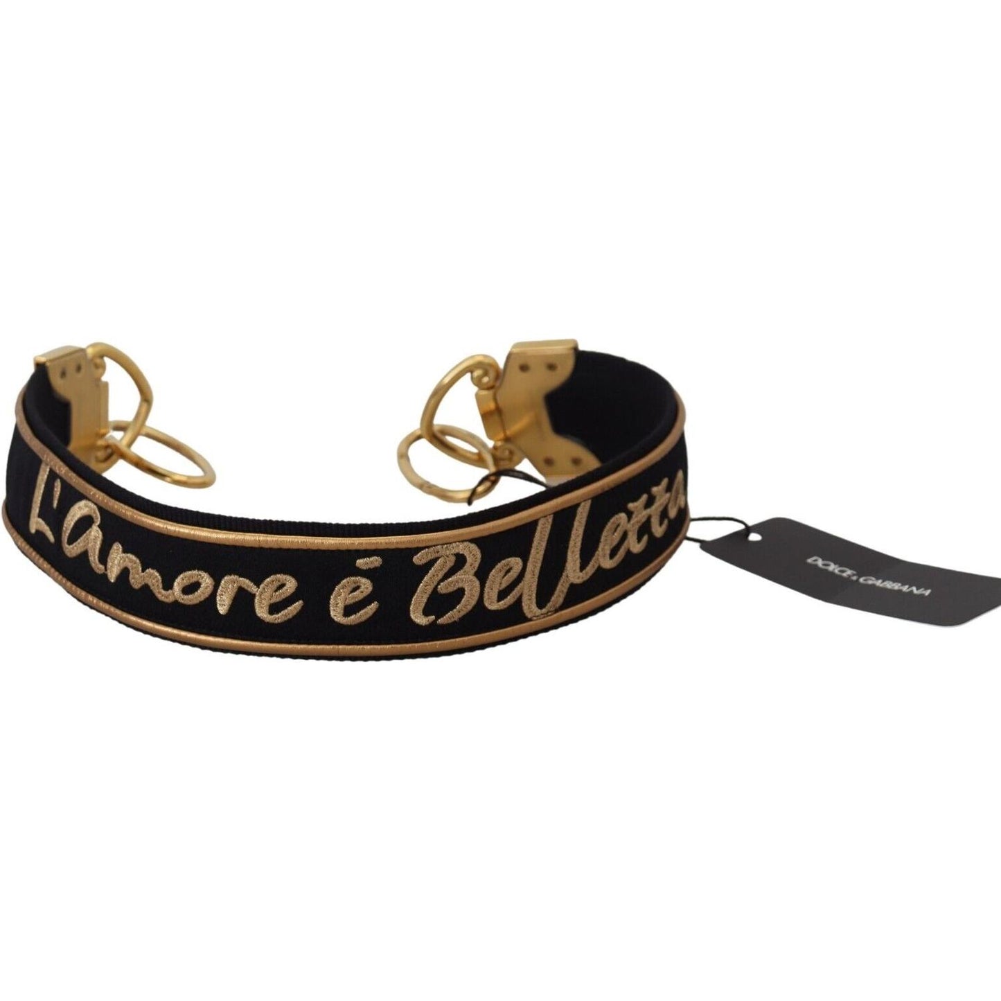 Dolce & Gabbana Elegant Gold Black Shoulder Bag Strap Dolce & Gabbana