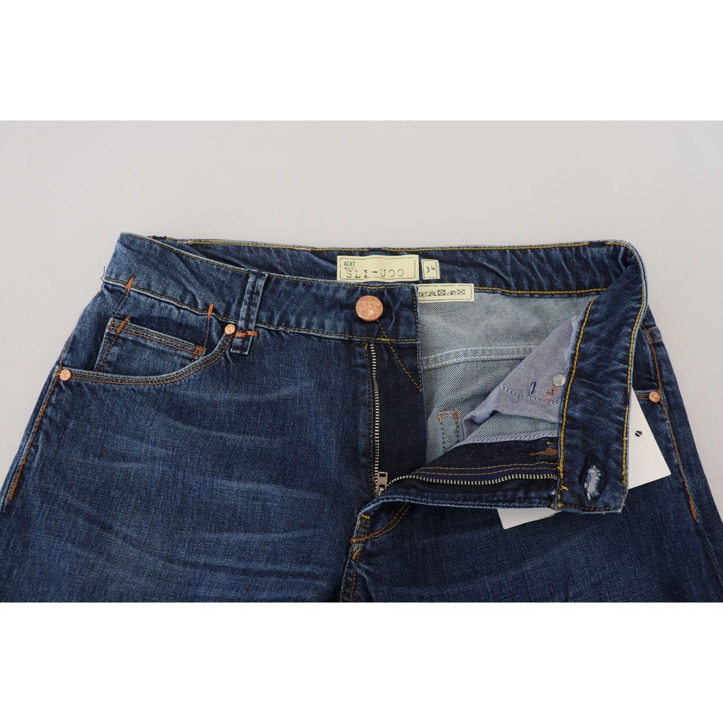 Acht Exquisite Tapered Italian Denim in Blue Acht