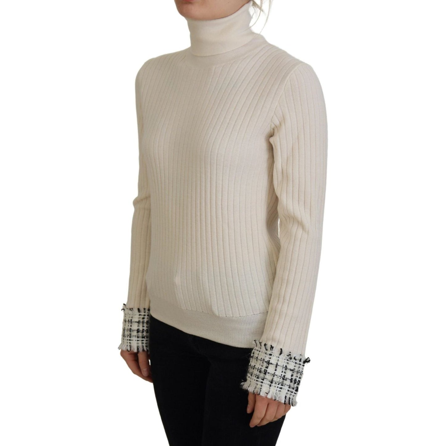 Dolce & Gabbana Ivory Turtleneck Wool Blend Sweater Dolce & Gabbana