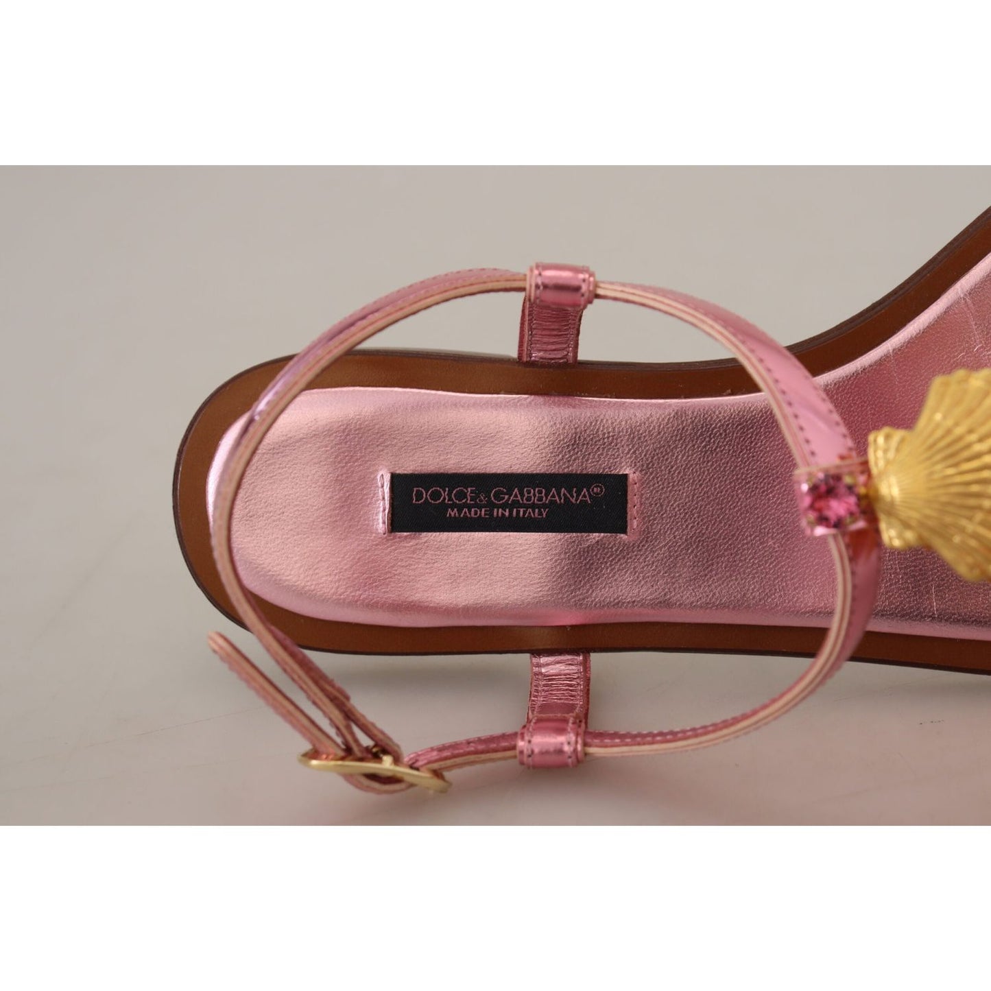 Dolce & Gabbana Chic Pink Leather Sandals with Exquisite Embellishment Dolce & Gabbana