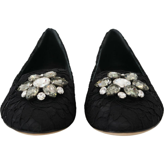 Dolce & Gabbana Elegant Floral Lace Flat Vally Shoes Dolce & Gabbana