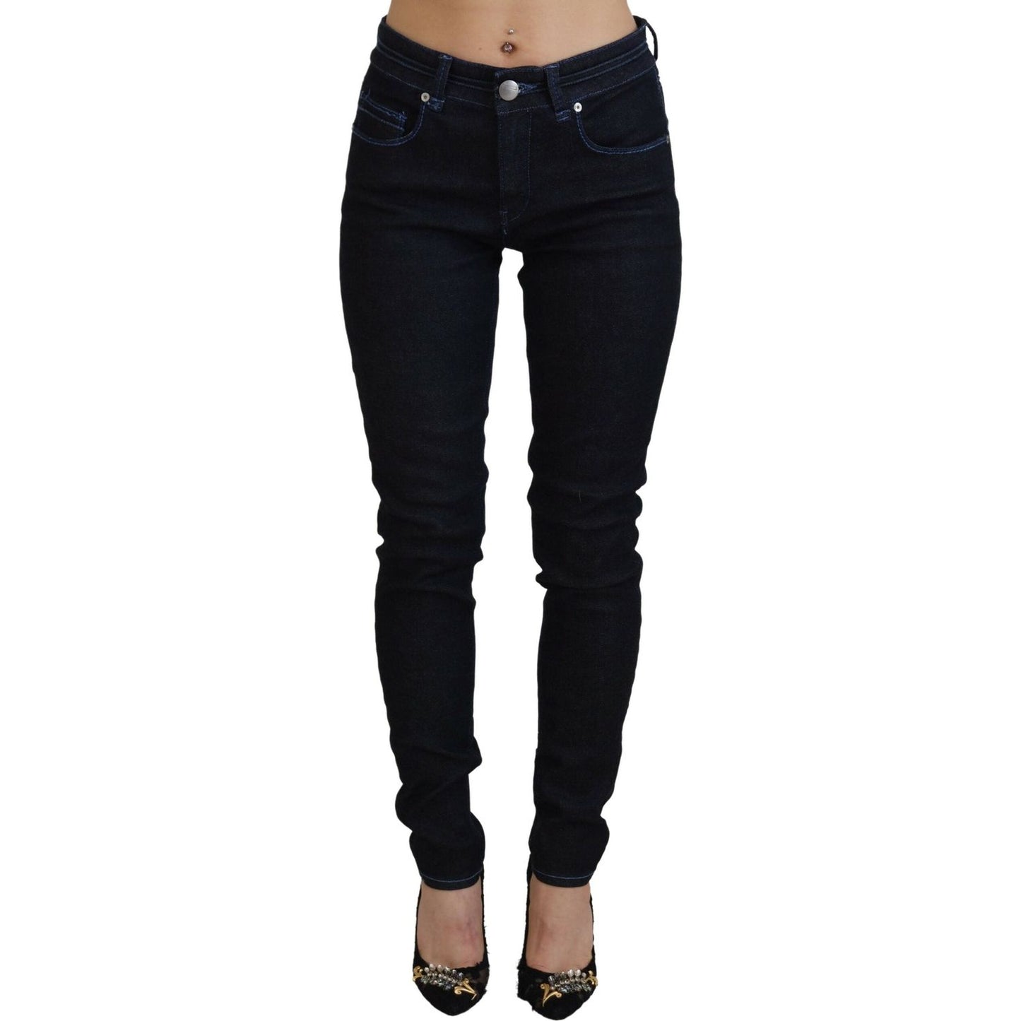 Acht Chic Slim-Fit Cotton Denim in Dark Blue Acht