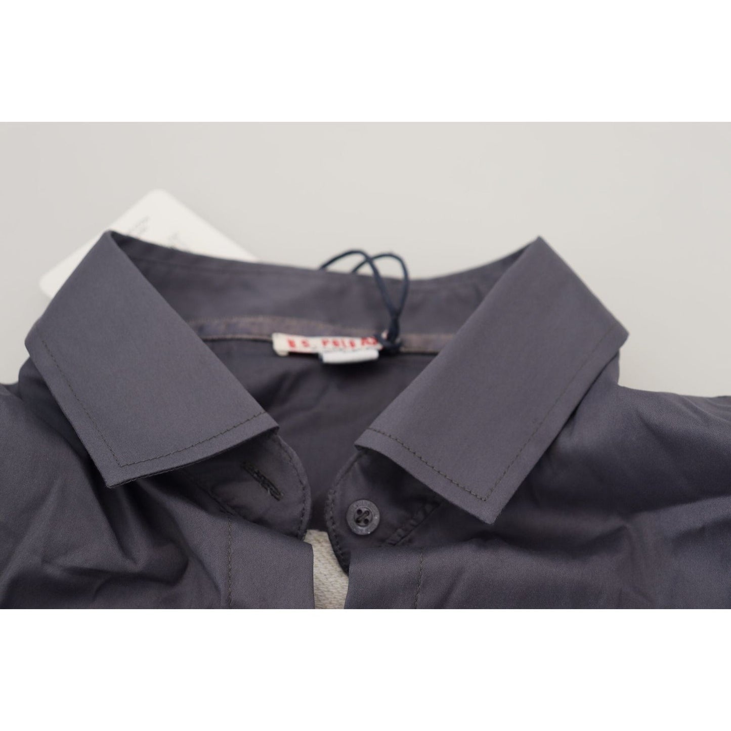 U.S. POLO ASSN. Gray Printed Long Sleeves Collared Top