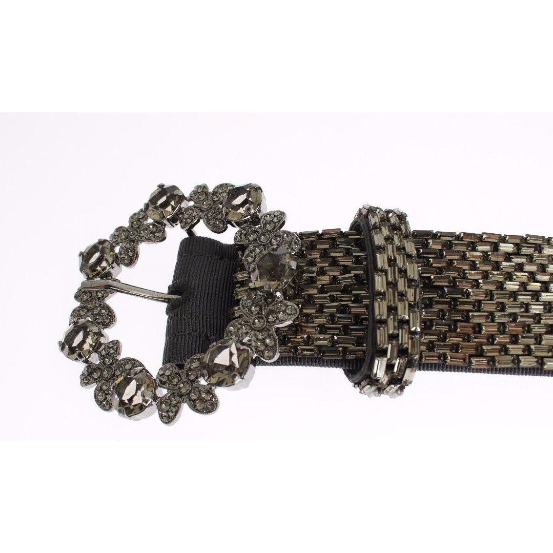 Dolce & Gabbana Multicolor Wide Crystal Buckle Sequined Belt