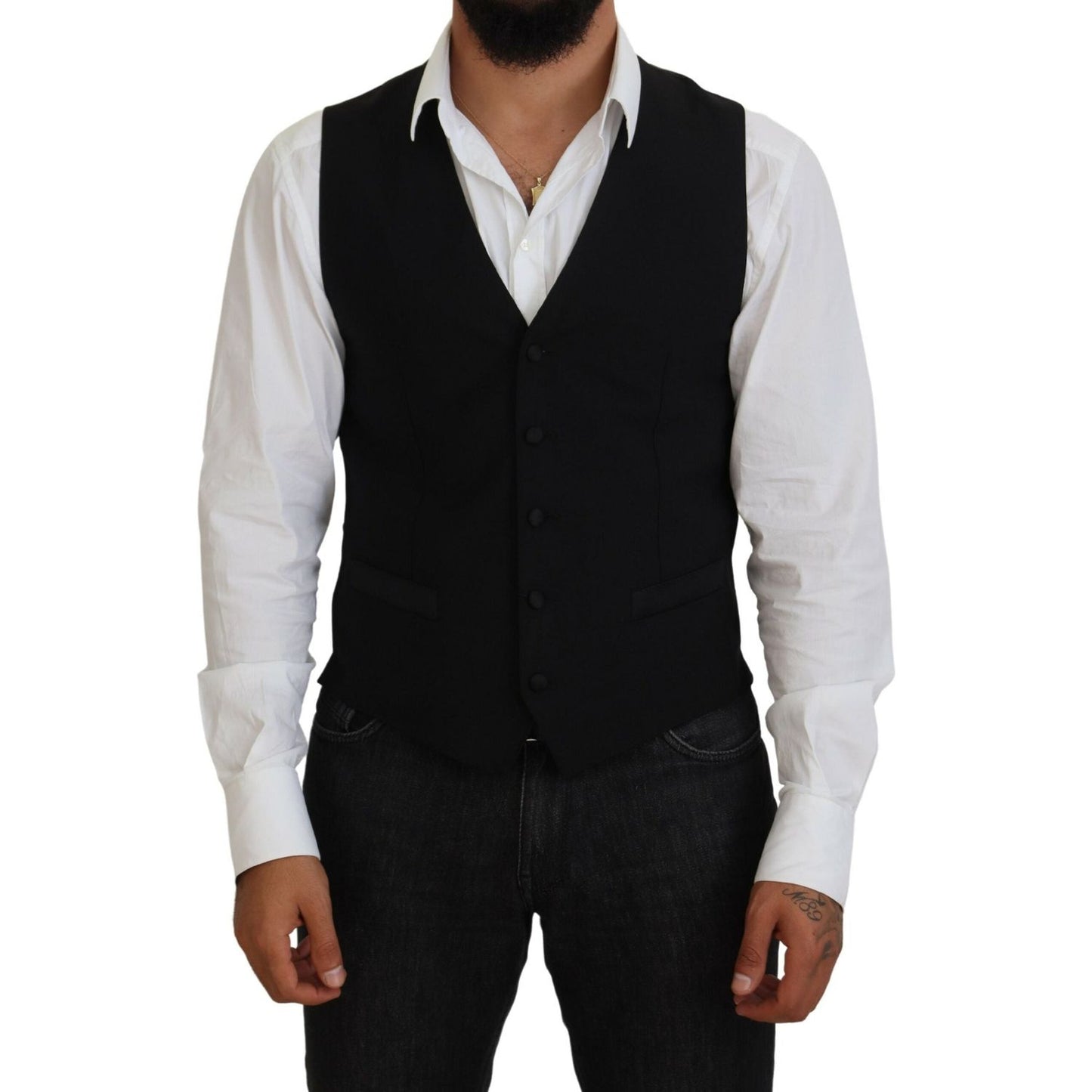 Dolce & Gabbana Elegant Black Formal Dress Vest Dolce & Gabbana