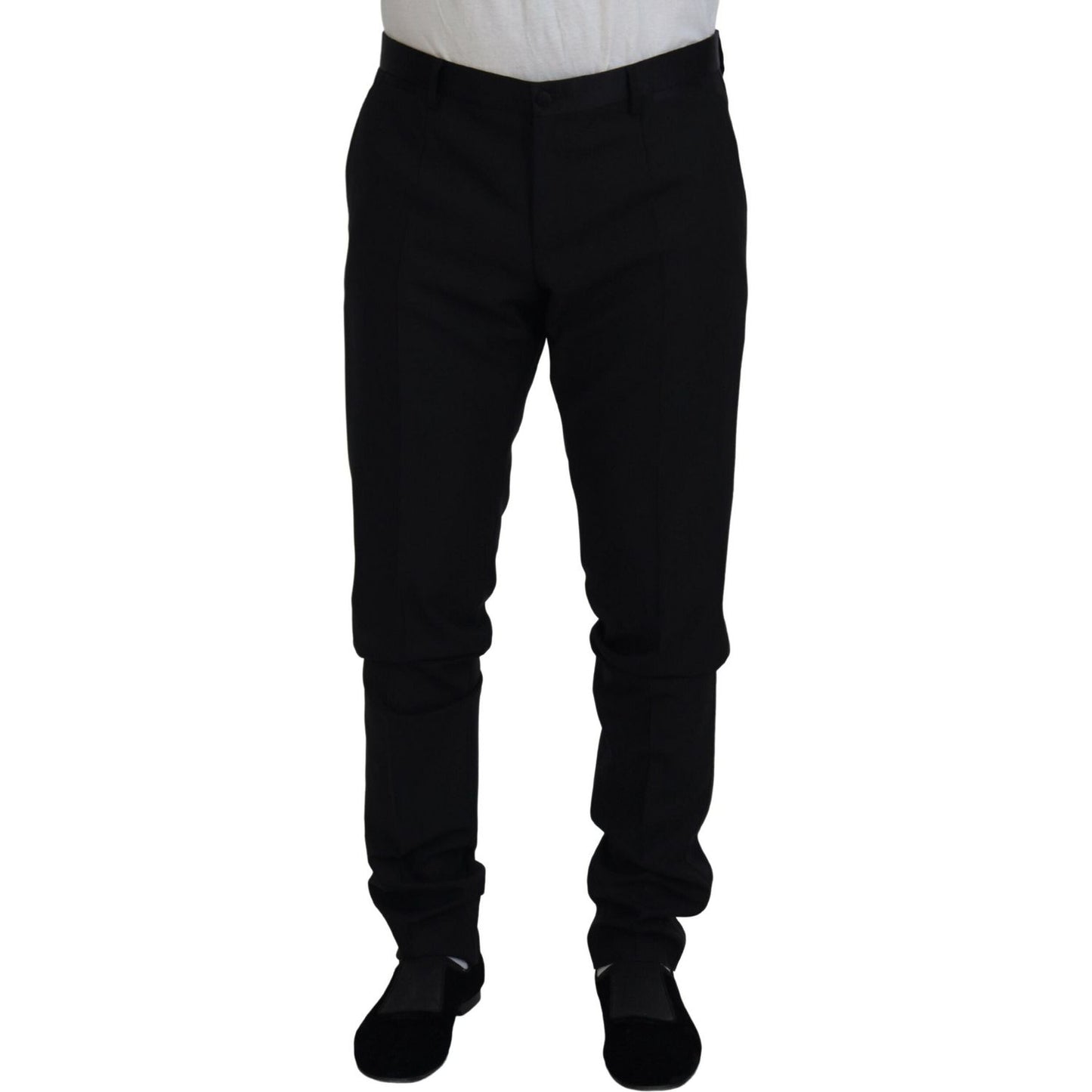 Dolce & Gabbana Black Wool Chino Dress Formal Pants