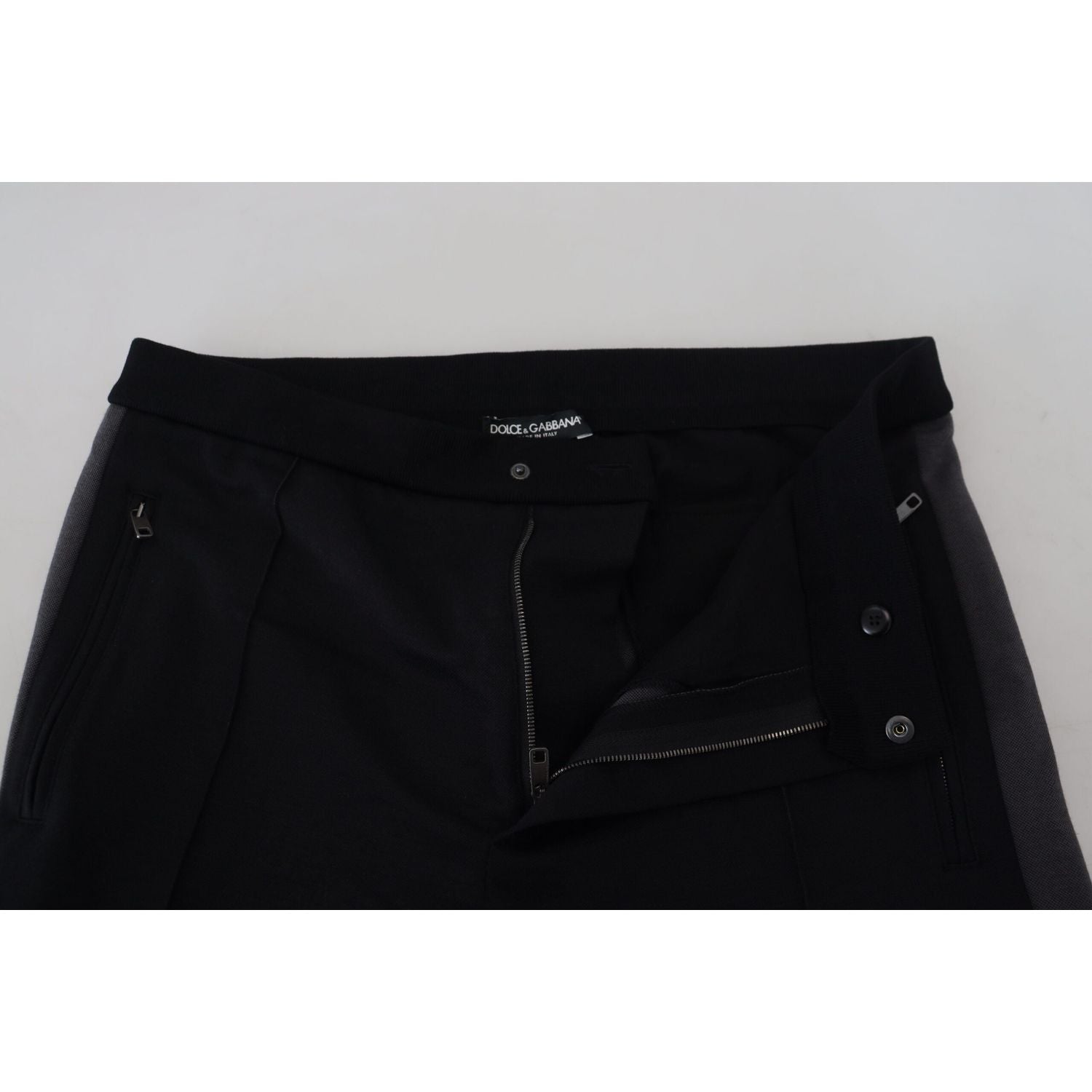 Dolce & Gabbana Black Wool Horseshoe Jogger Pants