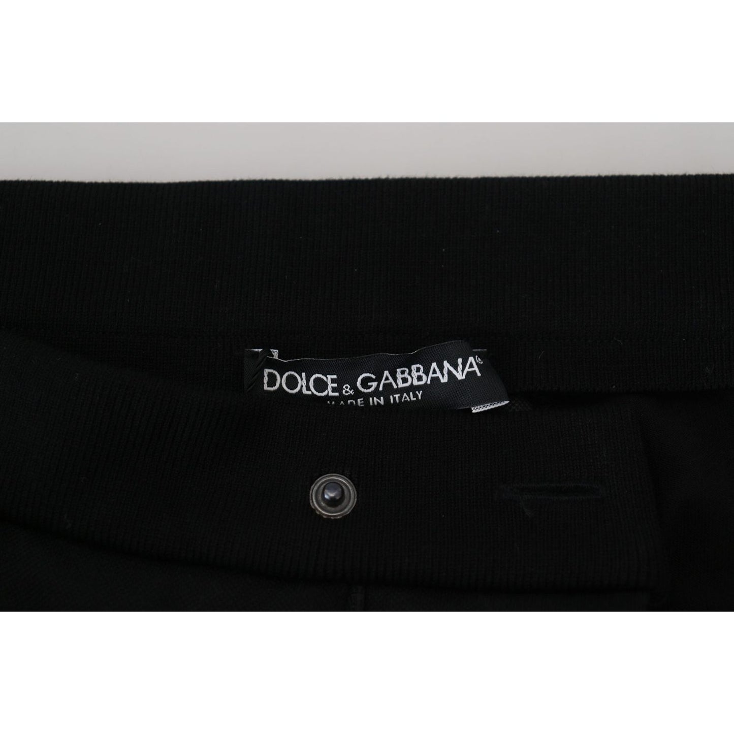 Dolce & Gabbana Black Wool Horseshoe Jogger Pants