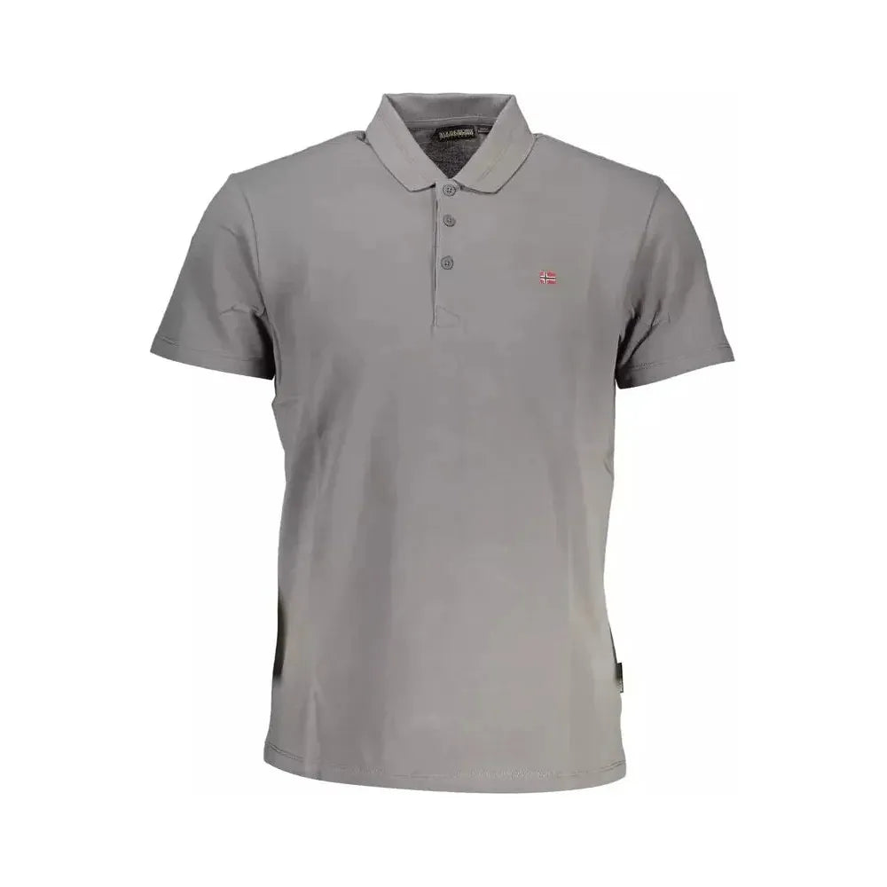 Napapijri Gray Cotton Men Polo Shirt Napapijri