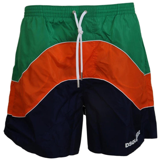 Dsquared² Multicolor Logo Print Men Beachwear Swimwear Short