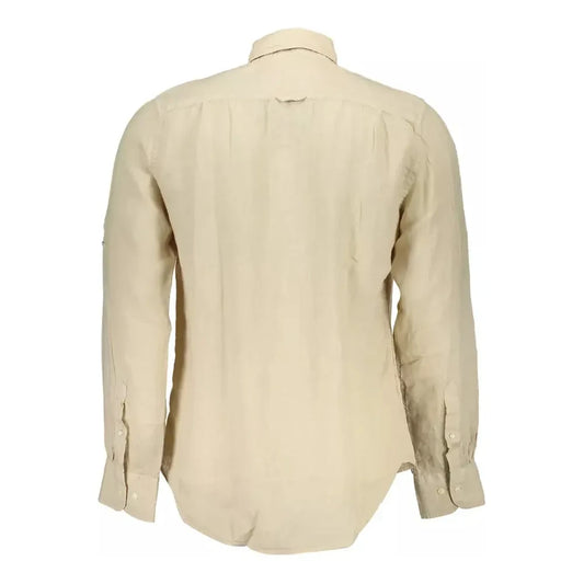 Gant Beige Linen Men Shirt Gant