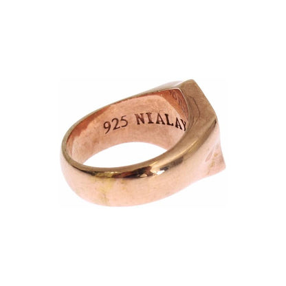 Nialaya Pink Gold 925 Silver Authentic Clear Ring