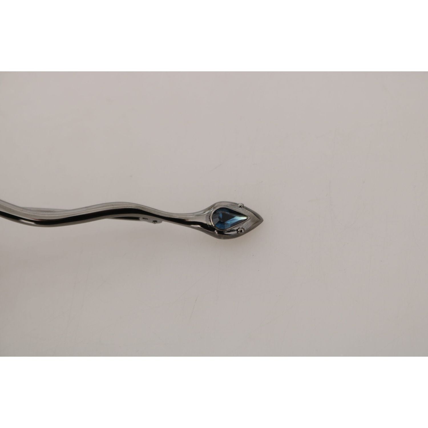 Dolce & Gabbana Silver Brass Crystal Spilla Serpente Brooch Pin