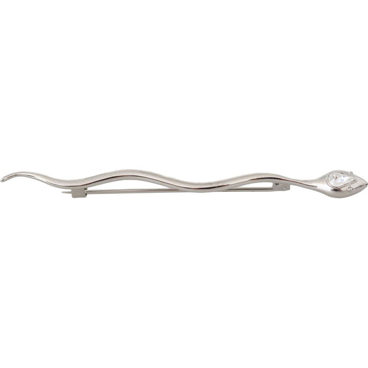 Dolce & Gabbana Silver Brass Crystal Spilla Serpente Mens Brooch Pin
