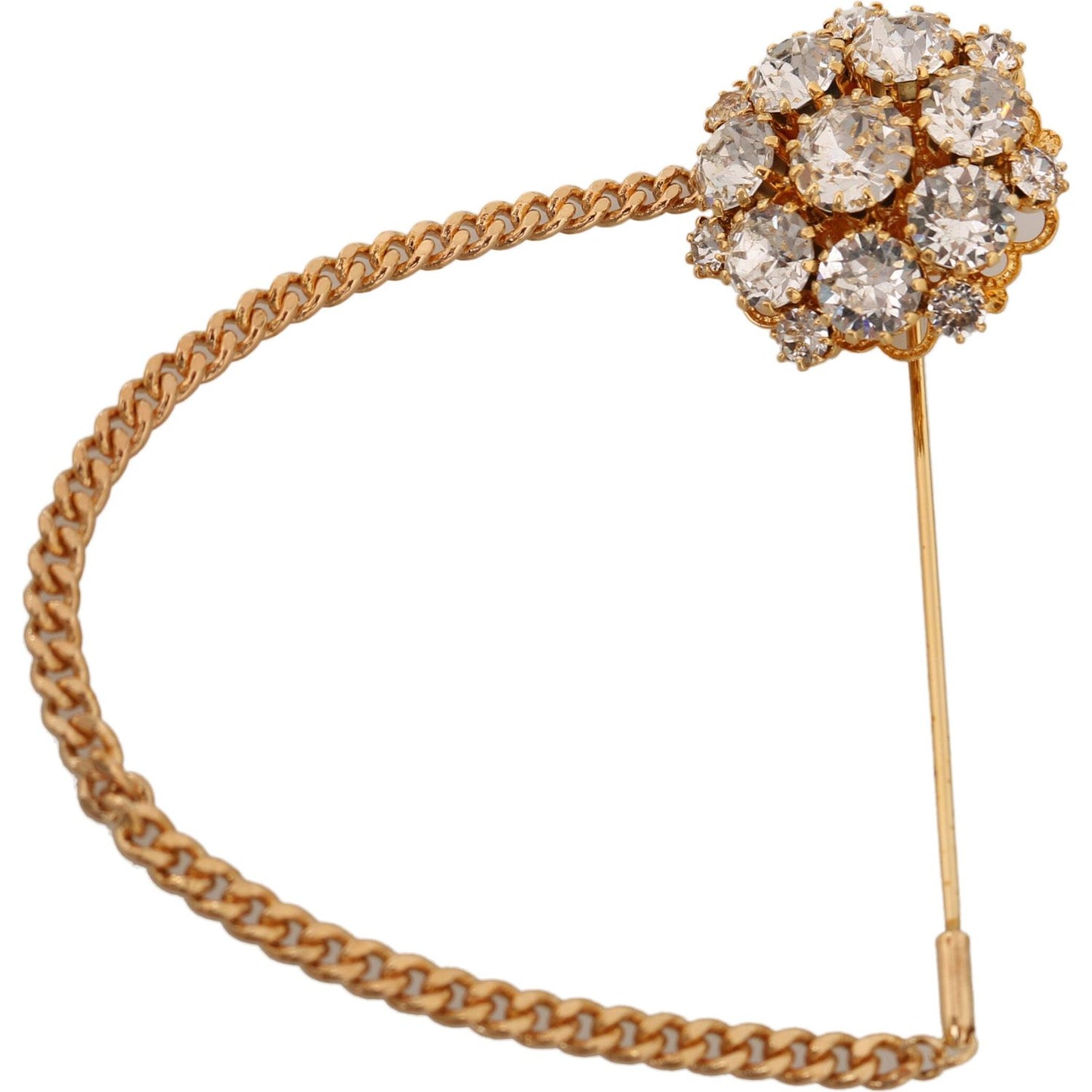 Dolce & Gabbana Exquisite Crystal-Embellished Gold Brooch Brooch Dolce & Gabbana