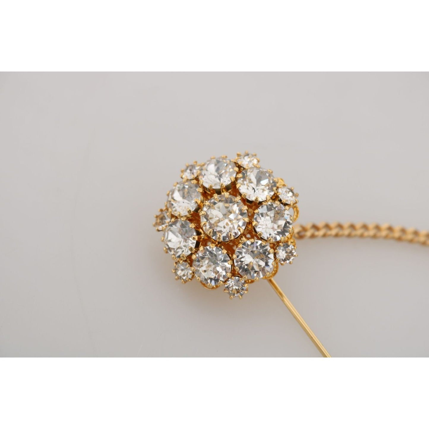 Dolce & Gabbana Exquisite Crystal-Embellished Gold Brooch Brooch Dolce & Gabbana