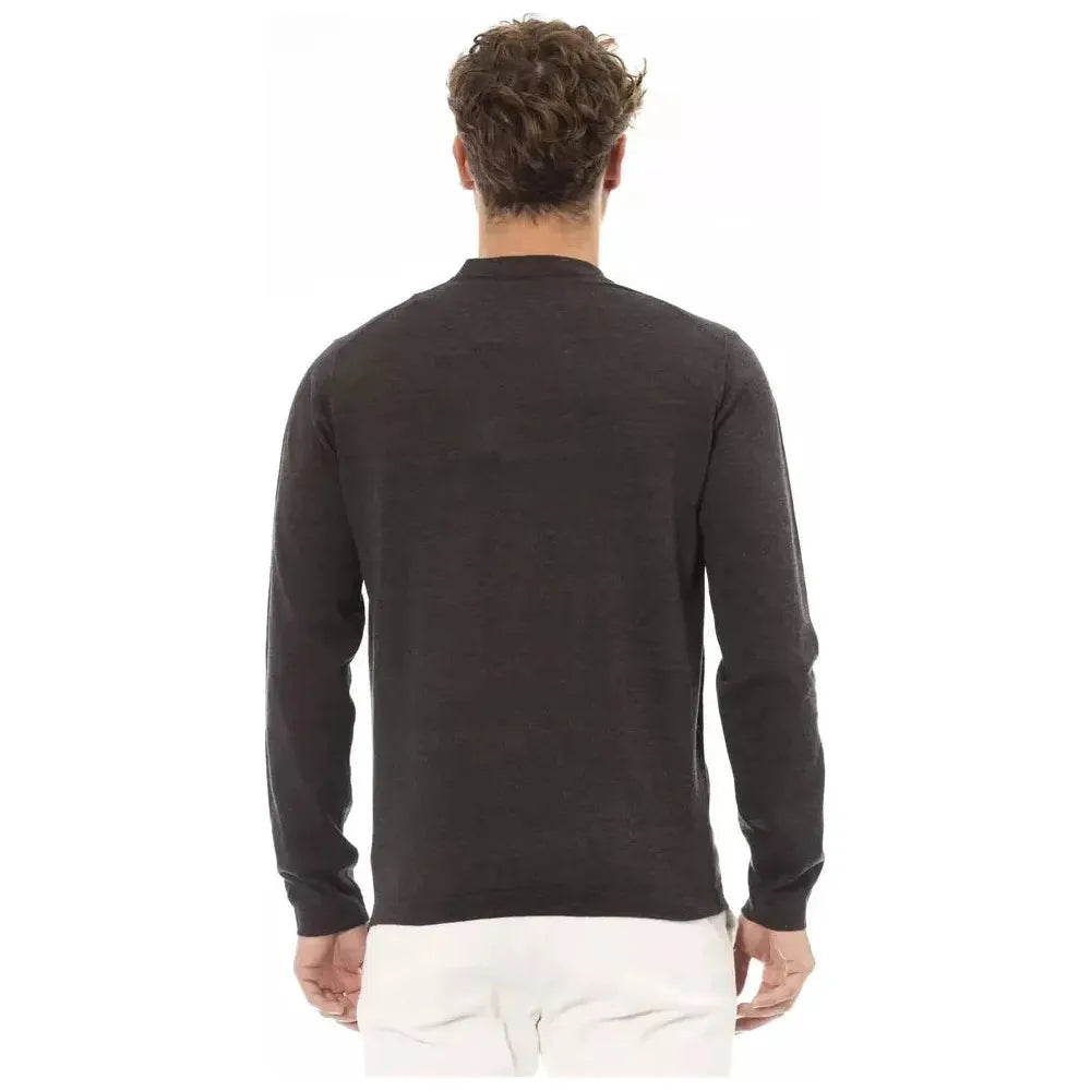 Alpha Studio Brown Cotton Men Sweater Alpha Studio