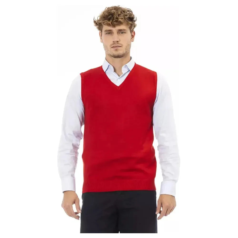 Alpha Studio Red Viscose Men Vest Alpha Studio