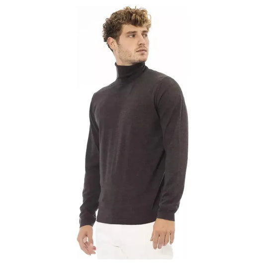 Alpha Studio Brown Cotton Men Sweater Alpha Studio