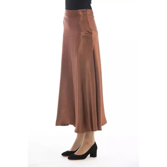 Alpha Studio Brown Viscose Women Skirt Alpha Studio