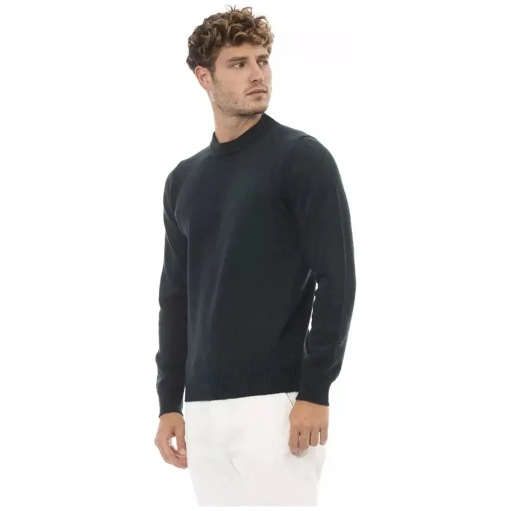 Alpha Studio Green Wool Men Sweater Alpha Studio