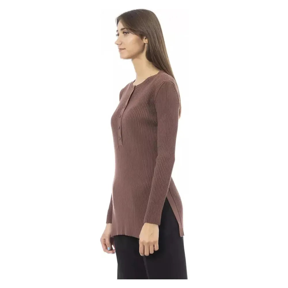 Alpha Studio Brown Viscose Women Sweater Alpha Studio